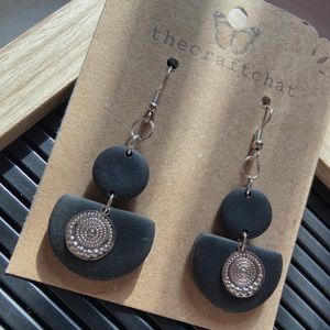 Black polymer clay earrings